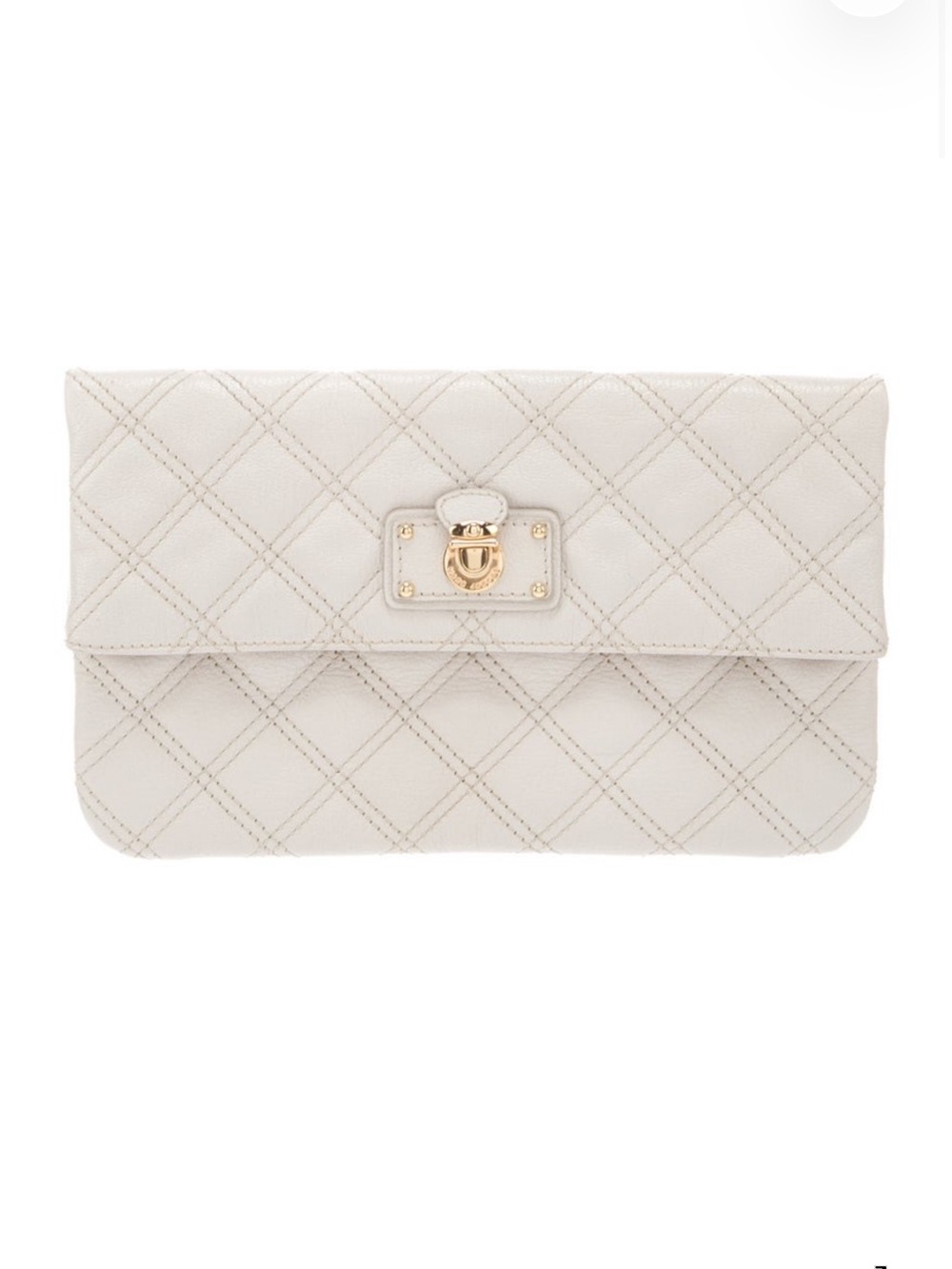 Marc Jacob’s Quilted Leather Fold-Over Clutch in Beige